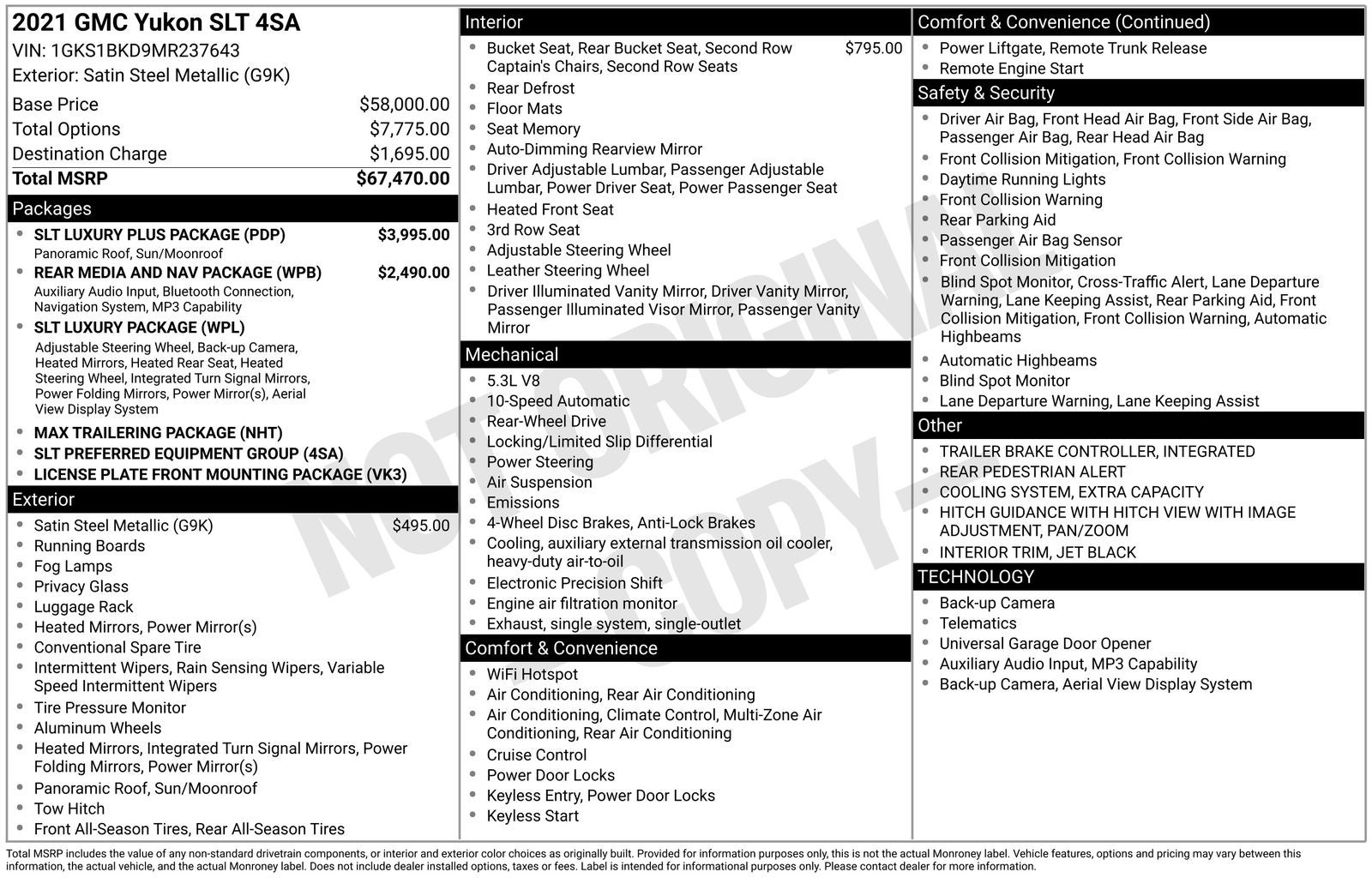 2021 GMC Yukon SLT