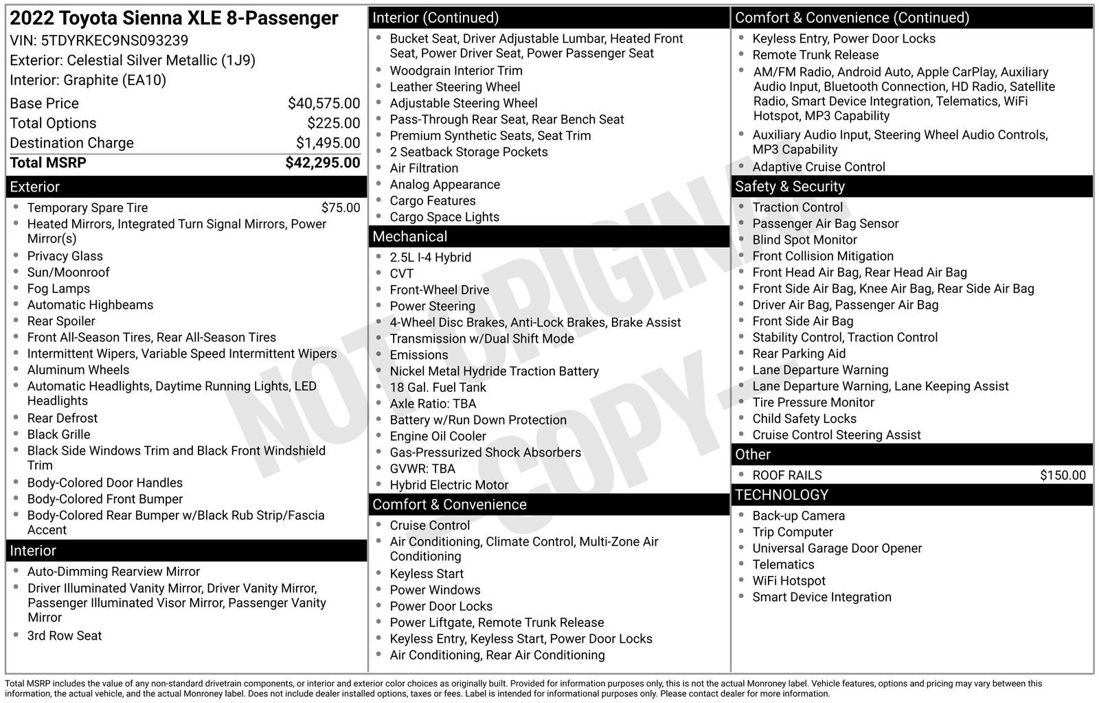 2022 Toyota Sienna XLE 8 Passenger