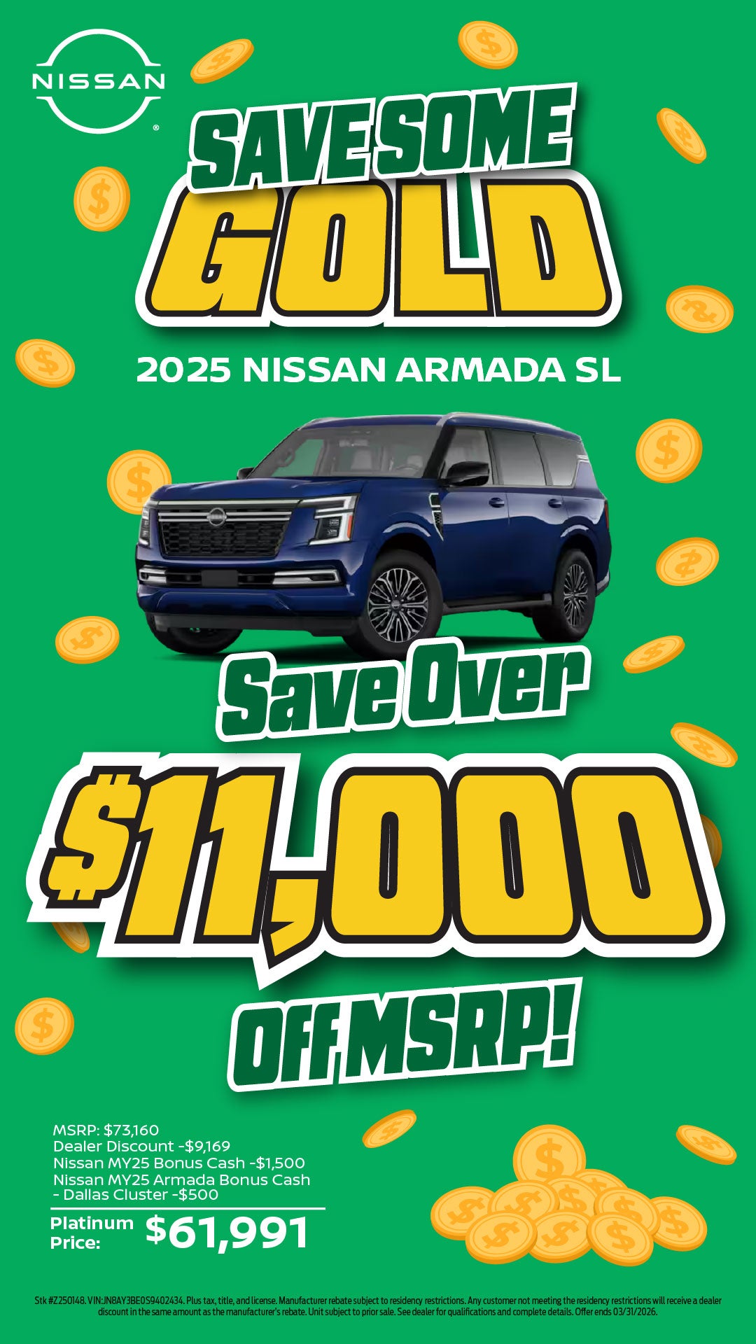 Strike Gold with $11,000 Off the 2025 Nissan Armada!